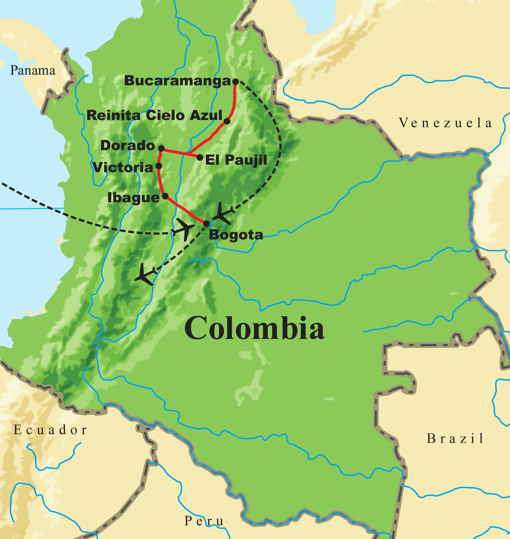 colombia tour map