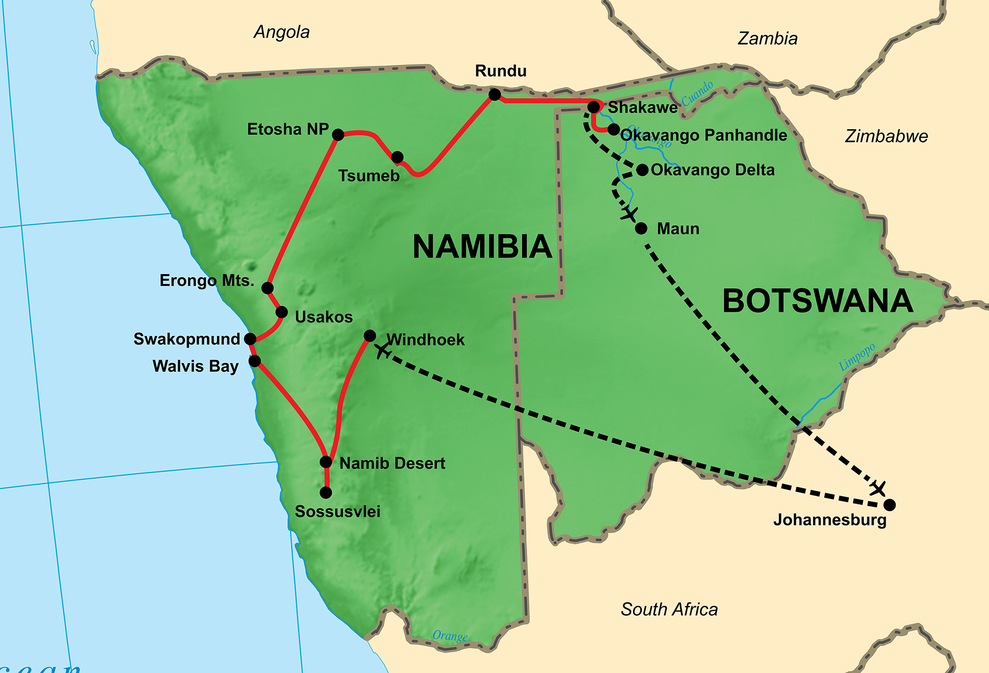 visit namibia and botswana